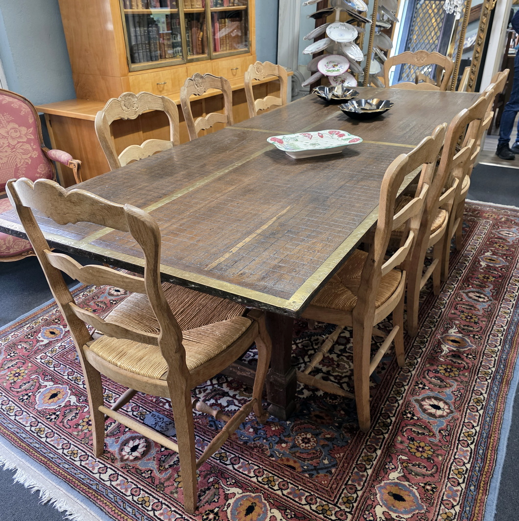 A set of 8 French Provincial Ladderback Chairs 